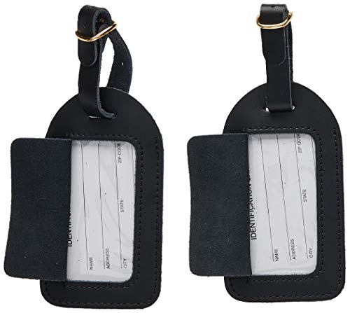 TRAVEL SMART Conair Large Leather Luggage Tags (2 per pack), black (P2010X) - Image 3