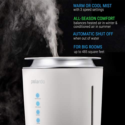 Ultrasonic Cool & Warm Mist Humidifier - Whisper Quiet Humidifier for Bedroom, Large Room, Babies, Home - 4L Capacity, 24h Humidifying - for Dry Cough, Nose, Skin & Eyes, Rooms With Air Conditioning