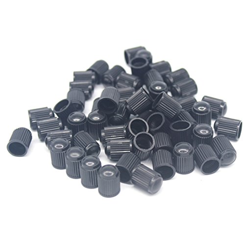 50Pcs Auto Car Truck Wheels Tire Valve Air Dust Cover Stem Cap Black Plastic