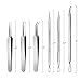 6-in-1 Blackhead Remover Kit Stainless Steel Bend Curved Blackhead Acne Clip Tweezers Blemish Pimple Comedone Extractor Tool