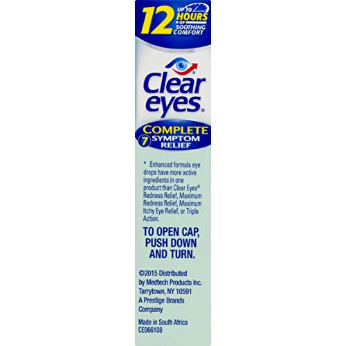 Clear Eyes Eye Drops, Complete 7 Symptom Relief, 0.5 Fl Oz (Pack of 3