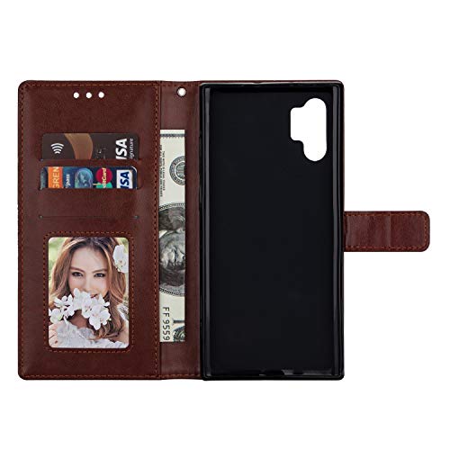 DAMONDY for Galaxy Note 10 Plus Case,Embossed Totem Flowers Stand Wallet Purse Card ID Holders Design Flip Cover TPU Soft Bumper PU Leather Magnetic for Samsung Galaxy Note 10 Plus-Brown - Thumbnail 3