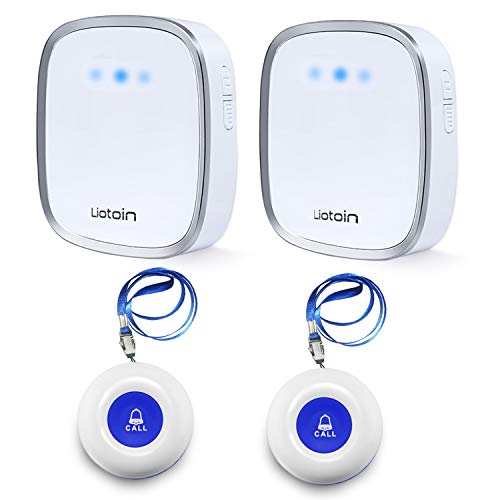 LIOTOIN Wireless Caregiver Pager Nurse Alert Call Button System Pager for Home Patients Elderly School with 2 IP55 Waterproof Receiver +2 Emergency Transmitters (600+ft Operating Range) - Thumbnail 6
