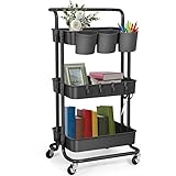 E&D FURNITURE 3 Tier Rolling Storage Cart with