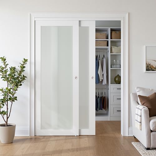 COSHOMER 60x80 in (Double 31in) Preassembled Sliding Closet Door, White