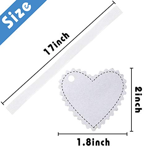 100 PCS Laser Heart Tags Heart Gift Tags with 100 Ribbon for Valentines Day Party Favor Wedding Decoration