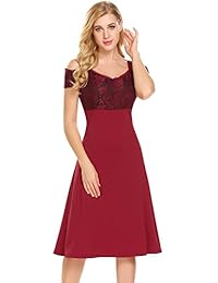 Se Miu Casual apagado hombro vestir Party Fit de la mujer y acampanado Vestido de Cóctel