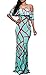 Prom Floral Off Shoulder Bodycon Maxi Dress for Evening, Small Mint Green