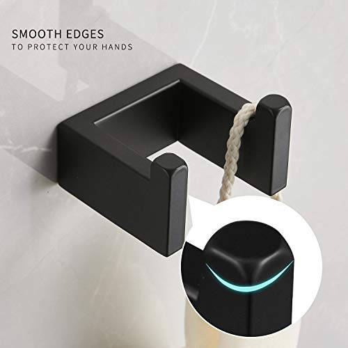 SUS 304 Stainless Steel 4-Piece Bathroom Hardware Accessory Set with 24" Towel Bar Robe Hook, Towel Ring, and Toilet Paper Holder,Matte Black