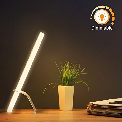 Landlite LED Desk Lamp Touch Dimmable Brightness Warm White Atmosphere Portable Reading Light Bedside Table Study Desk Light with USB Charging Port White