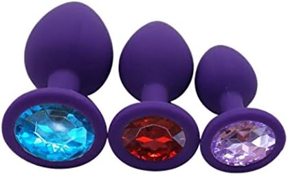 LeoTail 3 Pcs Different Size Soft Silicone An-al Bu-tt Pl-ug Beginner Kit, Flirt Toys Luxury Jewel An-al Trainers for Men Women (Purple)