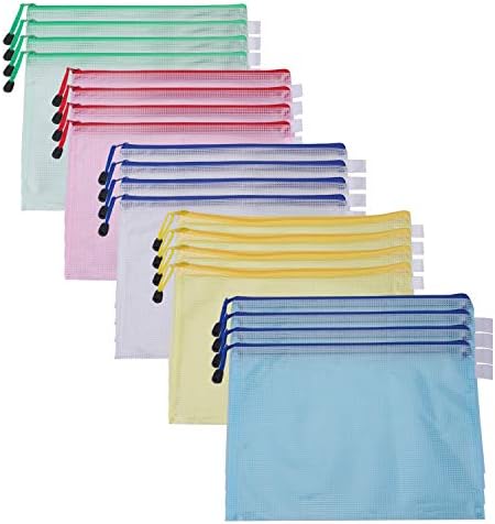 Bekith 20pcs Zipper File Bags Document Pouches, Waterproof Envelope File for Business Document Organizer and Office Stationery Storage