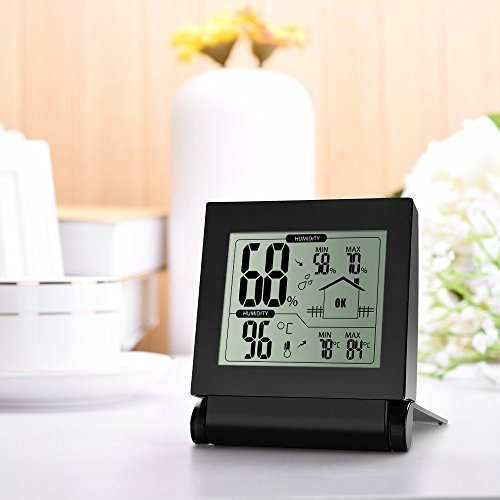 Habor Thermometer Indoor Hygrometer Monitor Temperature and Humidity Sensor for House, Home, Office, Baby Room (Black), 1.deep