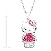 Hello Kitty Pendant with Pink Swarovski Crystal in Sterling Silver, 18