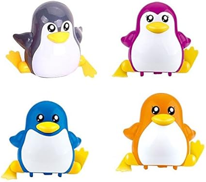 Emob Cute Penguin Wind-up Wind-up Toys with Winding Chain and Moving Wheels Feature for Toddlers (Penguin) (Muticolor) Pack of 1
