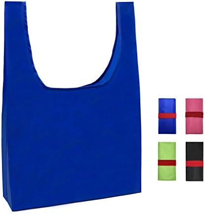 HOLYLUCK Reusable Grocery Bags,Heavy Duty Foldable Shopping Tote Bag, Holds Up To 42 lbs-blue,pink,green,black