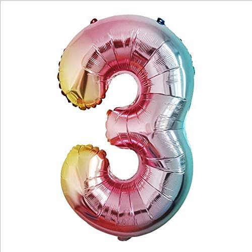 40 Inch Jumbo Digital Rainbow Number Balloons- Large Numbers 0-9 Helium Foil Mylar Big Number Balloons For Birthday Party Decorations,Wedding, Bridal Shower Engagement Photo Shoot, Anniversary