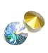 2 pcs Swarovski 1122 Crystal Round Rivoli Stone Gold Foiled Clear AB 18mm / Findings / Crystallized Element