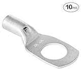ELECFUN 10pcs 8AWG 3/8'' Stud Heavy Duty Cable Lugs with Spy Hole Battery Cable Tinned Copper Ring Terminal Connectors
