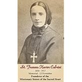 St. Frances Xavier Cabrini LAMINATED Holy Card (5-pack) with a Free Bonus Card of Divine Mercy and One of the Footprints Story