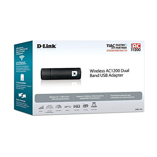 D-Link Wireless Dual Band AC1200 Mbps USB Wi-Fi Network Adapter (DWA-182)