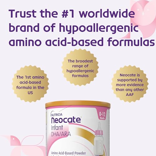 NUTRICIA NEOCATE INFANT – FOOD ALLERGY RELIEF HYPOALLERGENIC BABY FORMULA WITH AMINO ACIDS – WELL-TOLERATED & SUPPORTS NORMAL GROWTH – DAIRY-FREE INFANT FORMULA WITH DHA, ARA – 0-12 MONTHS – 14.1 OZ