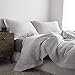 Simple&Opulence 100% Washed Linen Duvet Cover with Embroidered,3 Pieces Soft Farmhouse Comforter Set with Button Closure,1 Duvet Cover and 2 Pillowshams(Queen,Light Grey)
