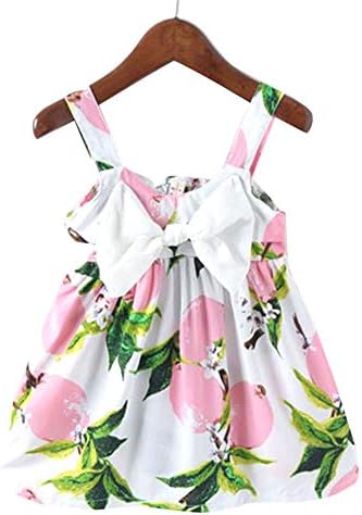 Y5Y6 Girls Poly Cotton Fruit Print Sleeveless Dress in Pink