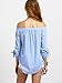 SheIn Women's Striped Off The Shoulder Tie Cuff Blouse - Blue Medium