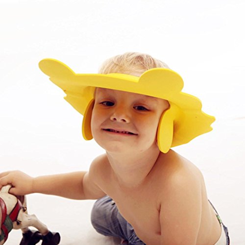 Lywey Adjustable Baby Child Kids Shampoo Bath Shower Environmental EVA Cap Hat Wash Hair Cap (yellow)