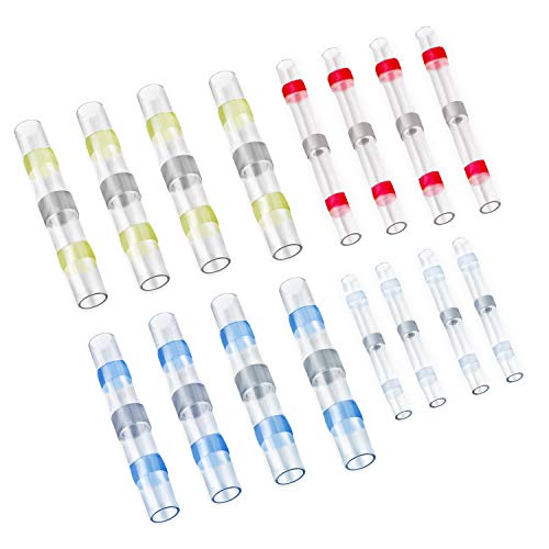 Joypea 240PCS Solder Seal Wire Connectors,Heat Shrink Butt Connectors,Automotive Marine Waterproof Solder Copper Wire Connectors,(40White 90Red 90Blue 20Yellow)