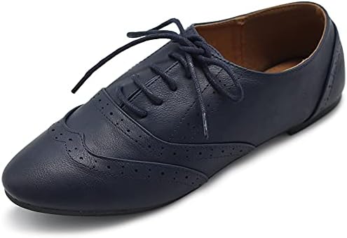 women's shoe classic lace up dress low flat heel oxford Ollio Women's Shoe Classic Lace Up Dress Low Flat Heel