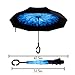 Double Layer Wind Proof,UV Proof Reverse Folding Inverted Umbrella Travel Umbrella with C Shape Handle and Carrying Bag-Blue Daisy
