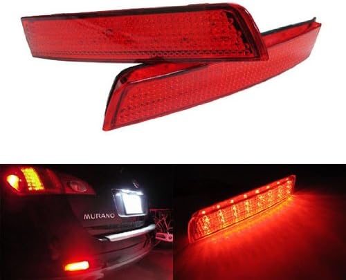 iJDMTOY Red Lens 24-SMD LED Bumper Reflector Lamps For Nissan Juke Murano Quest Sentra Infiniti FX35 FX37 FX50 QX70