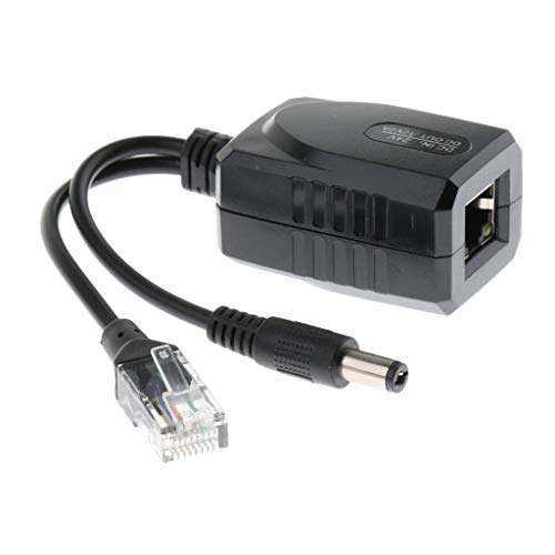 Baosity 2Piece 24V to 12V Power Over Ethernet Active POE Injector Splitter Adapter Cable Black
