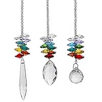 H&D Chandelier Crystals Prisms Rainbow Octagon Chakra Suncatcher, Set of 3