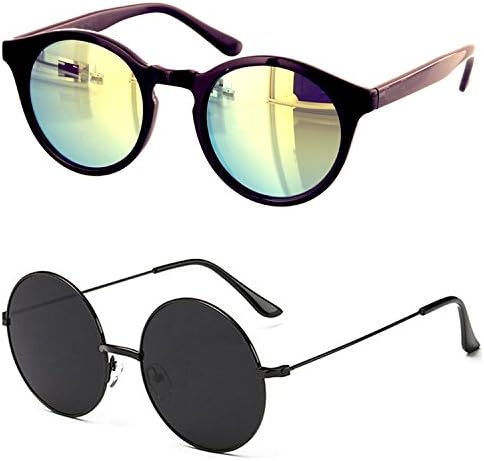 YounkyBlue & Green Rectangular Combo Sunglasses for Men And Women with UV Protection (Lens Blue & Green || Frame-Black || FRH-837) - Pack of 2