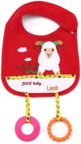 Baby Bibs with Teether Toy Lamb Animal Style Waterproof Cloths Saliva Towel