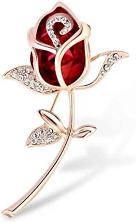 Heyuni. Crystal Rose Flower Shape Shining Brooches and Pins Bridal for Women Lady