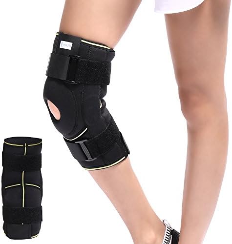 Soft Hinged Knee Patella Brace Support Stabilizer Pad Belt Band Strap Orthosis Splint Wrap Compression Sleeve Immobilizer Guard Protector Adjustable Medical Orthopedic Post-Op (L)