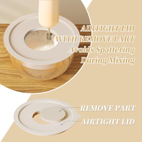 Beauenty Mixing Bowls with Lids Set, 6 Piece Stainless Steel Nesting Storage Bowls for Kitchen, with 3 Grater Attachments & Non-Slip Bottoms, Size 18, 20, 22, 24, 26, 28CM