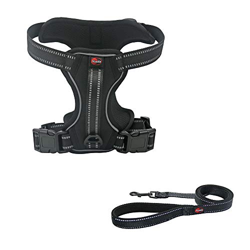 Dog Harness No Pull Dog Vest with Leash Adjustable & Reflective Pet Vest Harnesses and Leash Easy Control for Small Medium Large Dogs (Medium, Black)