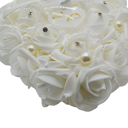 MAYMII Wedding Ring Pillow Heart Box With Pearl Ribbon Wedding Ceremony For Wedding Supplies Gift - Thumbnail 2