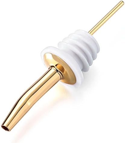 Golden Stainless Steel Classic Liquor Bottle Speed Pourers with Tapered Spout 6 Pack for Olive Oil Liquor Wine