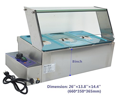 3-Pot Bain-Marie Food Warmer Steam Table 6''Pan Techtongda