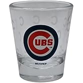 Boelter Brands MLB Team Logo Satin Etch Shot Glass 2oz, Full 360 Wrap Design (Chicago Cubs)