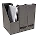 Bigso Box of Sweden Estelle Canvas Fiberboard Upright Magazine Storage Box Organizer for Papers & Catalogs w/Leather Handle | Magazine File Holder for Office Desks | 12.6