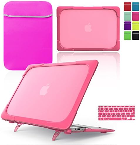 Love My Case / BUNDLE Pink BUMPER Hard Shell Case with matching KEYBOARD Skin and NEOPRENE Sleeve Cover for Apple MacBook Air 13 inch (13") A1369 / A1466 [Will NOT fit MacBook Pro Models]