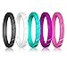 DoerDo Thin Silicone Wedding Ring Stackable Ring for Women, Affordable Rubber Wedding Bands for Active Style - 6 & 8 Rings Pack