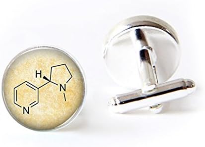 Glass Shirt Cufflinks Jewelry Chemical Nicotine Molecules Glass Cabochon Dome Cuff Link for Men Women